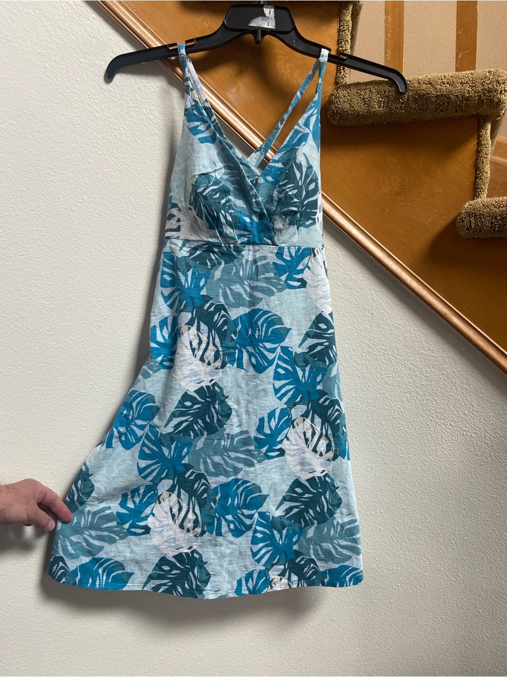 Patagonia Amber Dawn Dress Blue Tropical Hawaiian, never worn, women's size S